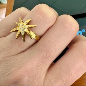 I8k Gold Starburst Ring with Diamonds vintage